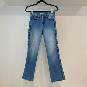Alice & Olivia Cropped Flare Leg Denim Jeans